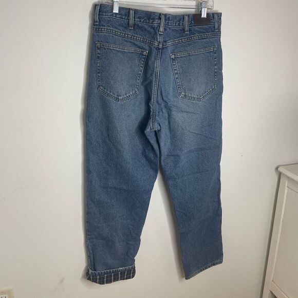 LL‎ Bean Men Lined Relaxed Double L Heavy Blue Denim Straight Jeans Size 37x32 - Picture 4 of 7